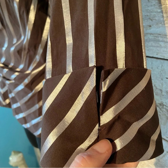 Joseph Ribkoff ‎ women’s brown striped fitted blouse - Picture 9 of 10